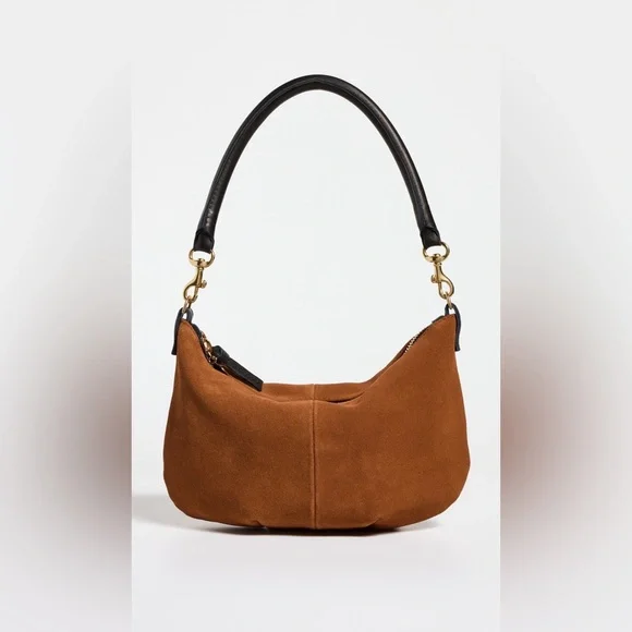 Clare V. Petit Moyen Messenger Bag Chestnut Suede - Picture 1 of 8